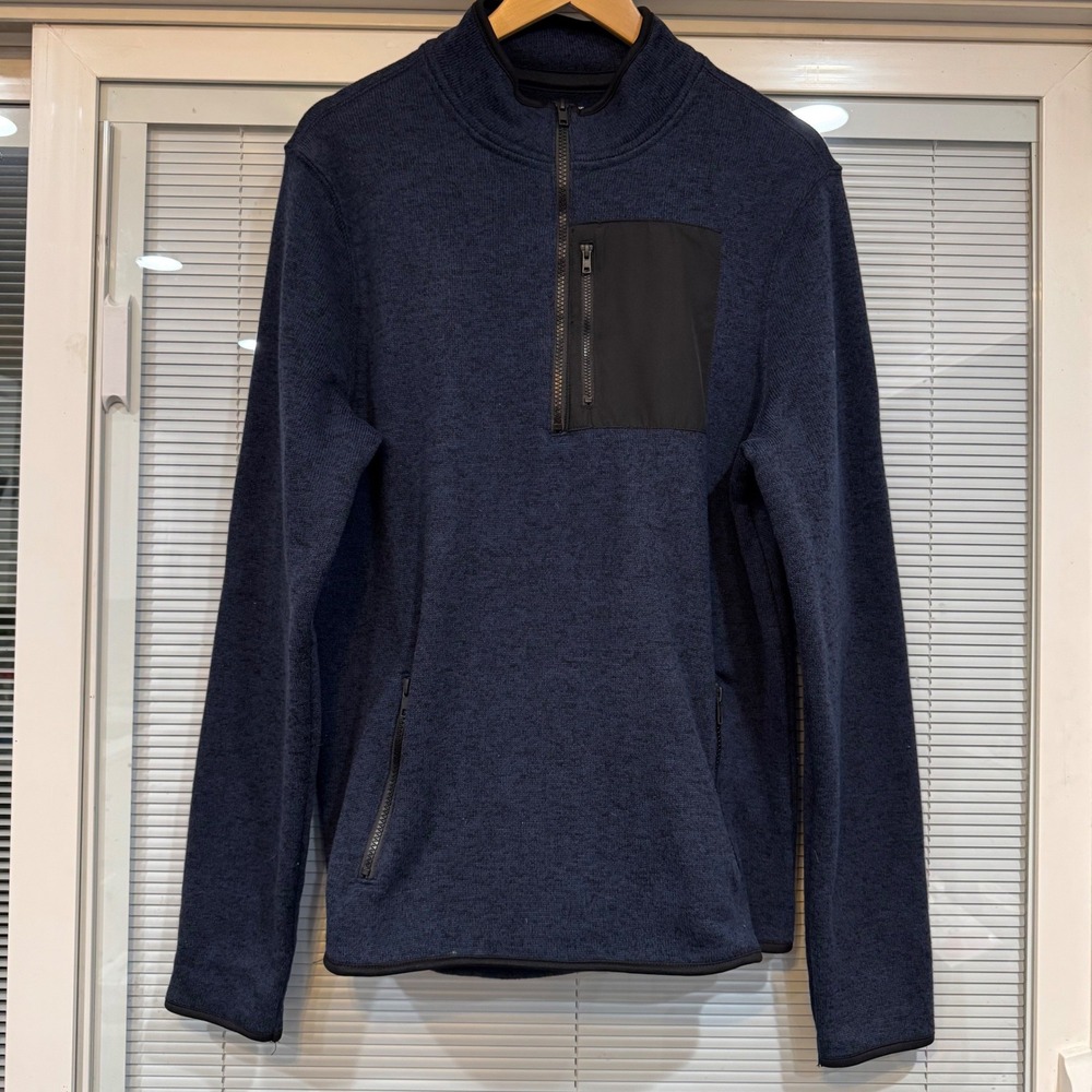 Aeropostale Mens Navy Blue Marl Quarter Zip Sweater Jacket Size Medium 6912